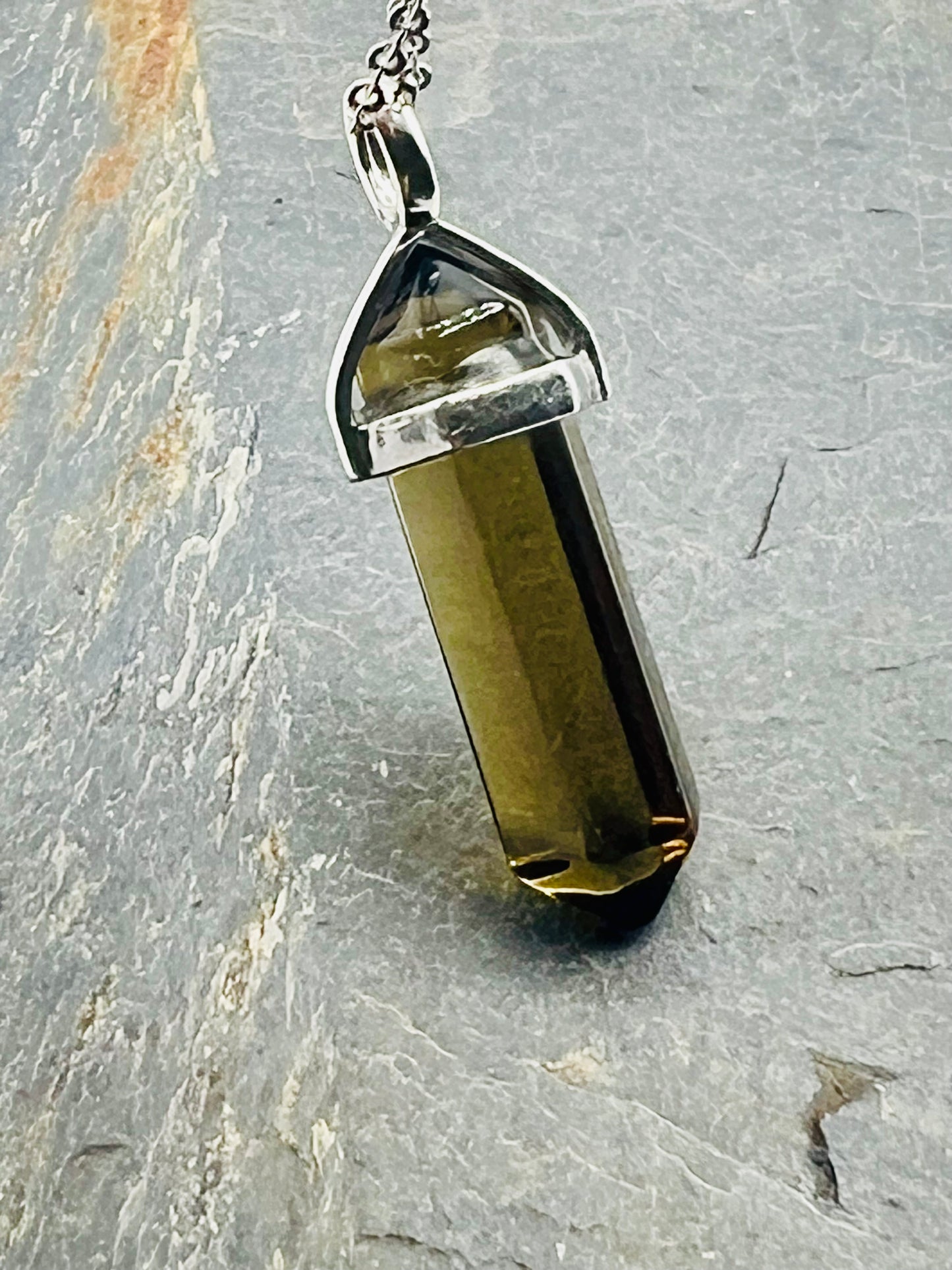 Smokey Quartz Crystal Point Pendant Necklace