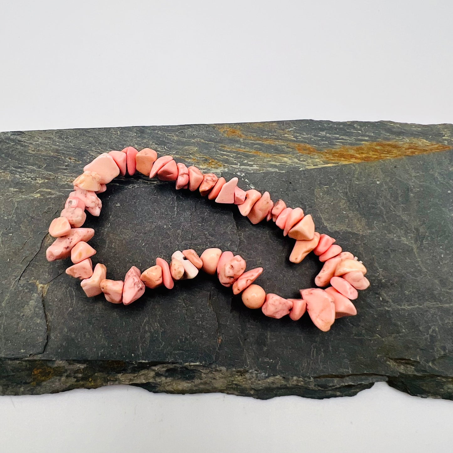 Rhodochrosite Crystal Chip Bracelet