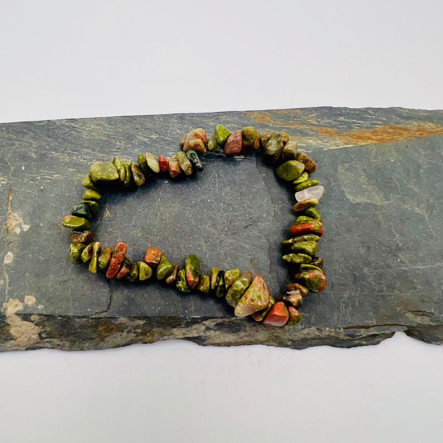 Unakite Crystal Chip Bracelet