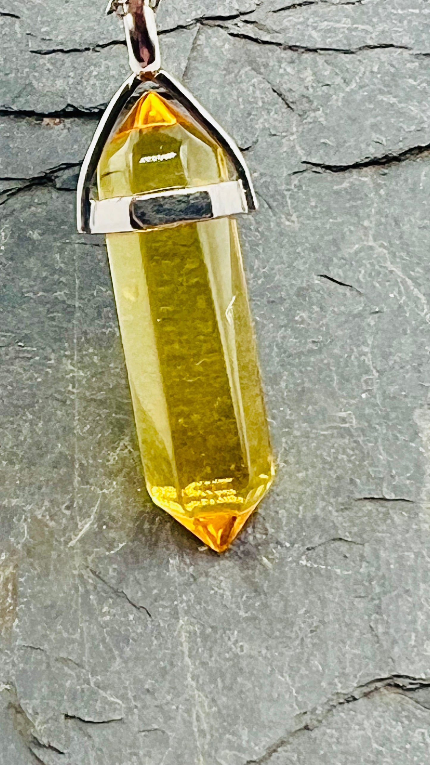 Citrine Crystal Point Pendant Necklace