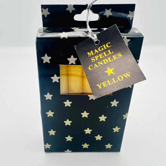 12 Magic Spell Candles with Happiness Yellow