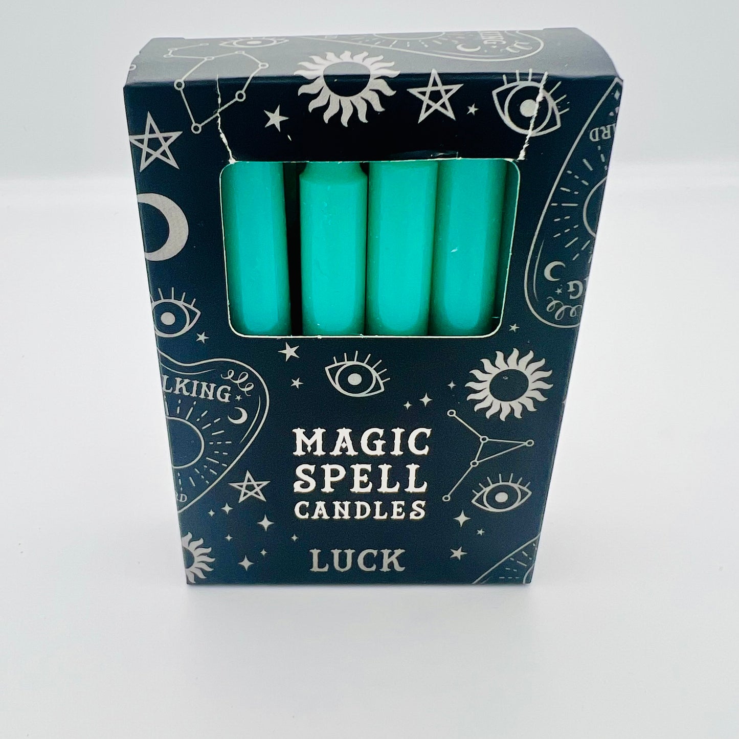 12 Magic Spell Candles with Luck 10cm Green