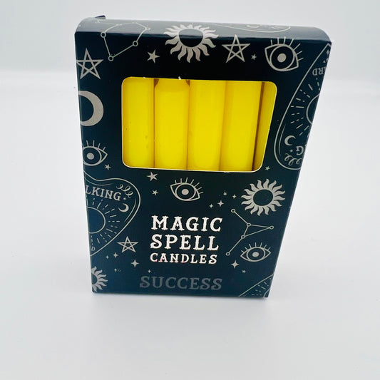 12 Magic Spell Candles with Success 10cm Yellow