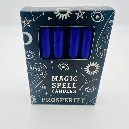 12 Magic Spell Candles with Prosperity 10cm Purple
