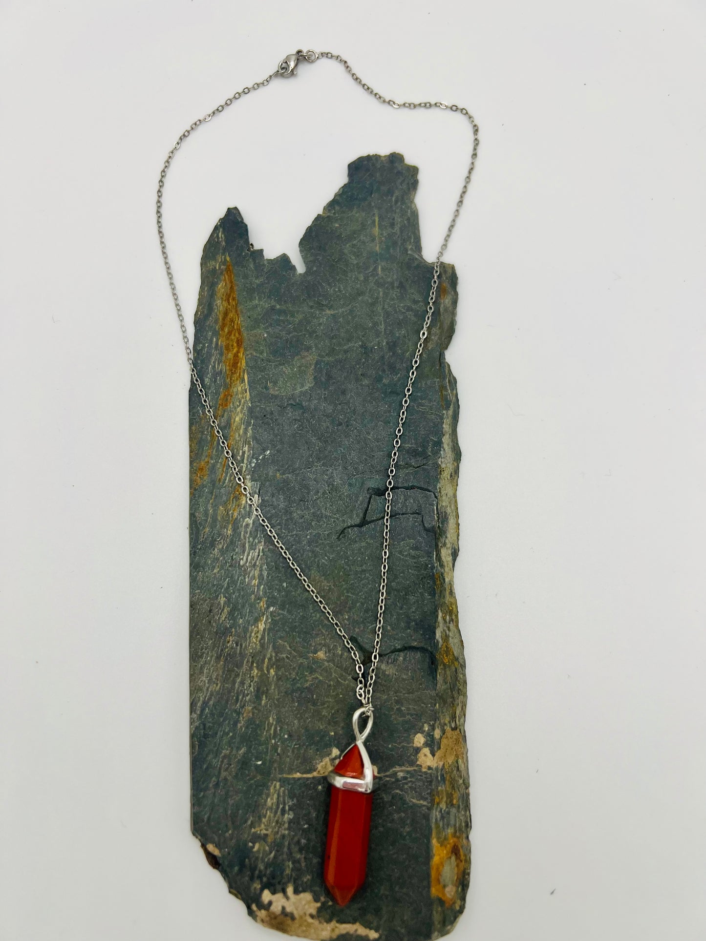 Red Jasper Crystal Point Pendant Necklace