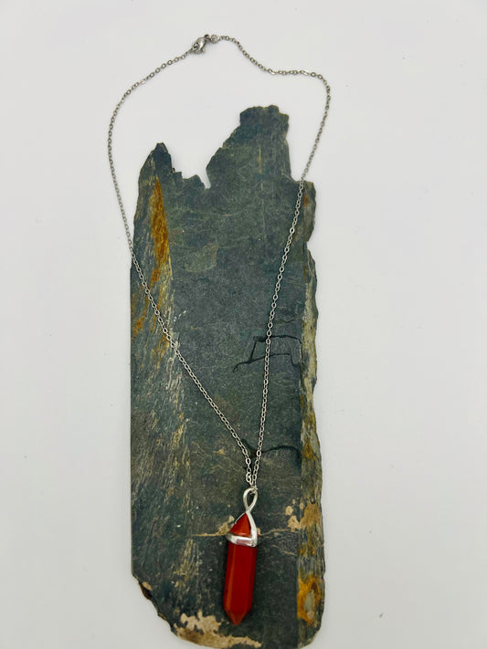 Red Jasper Crystal Point Pendant Necklace