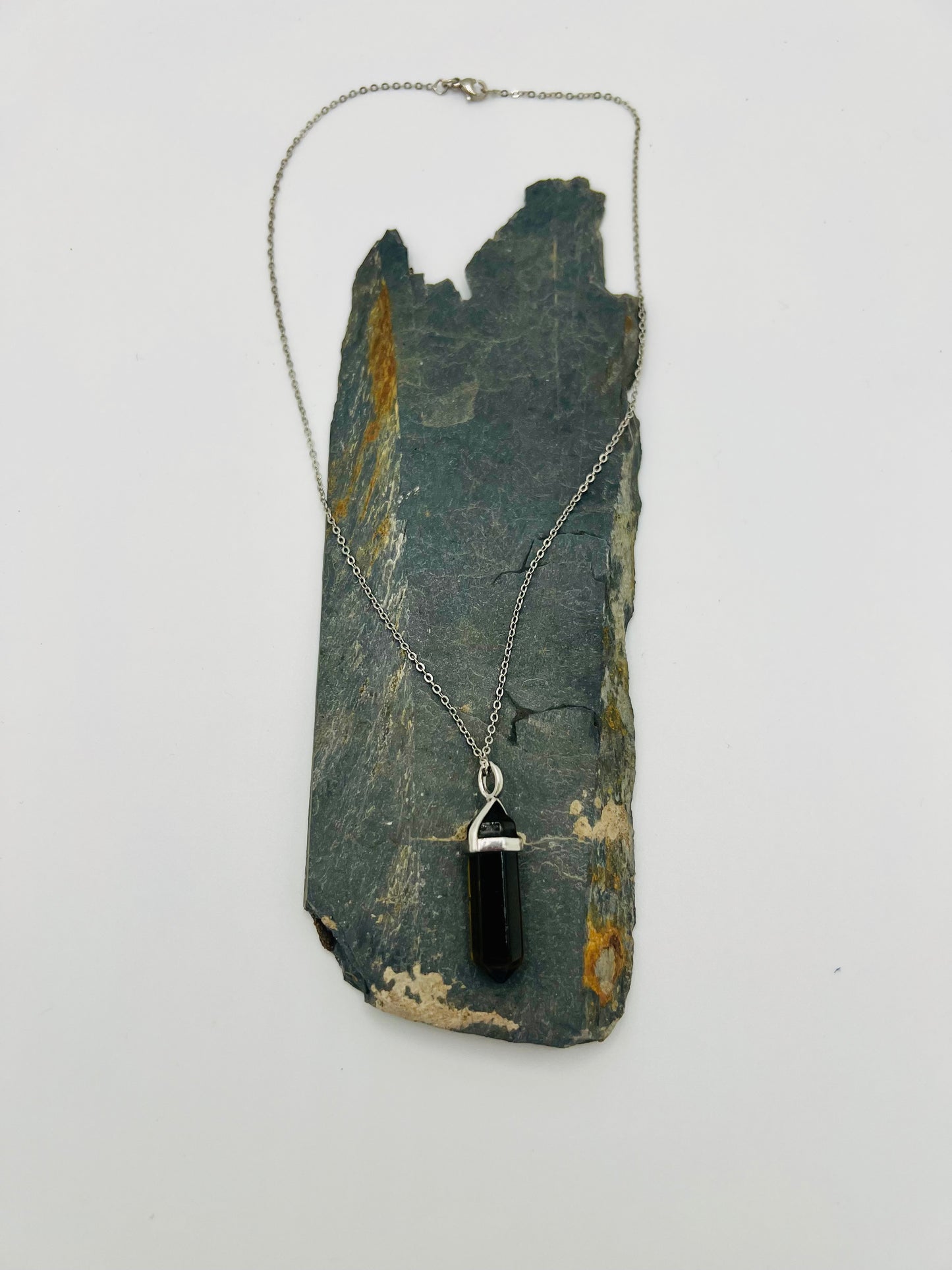 Smokey Quartz Crystal Point Pendant Necklace