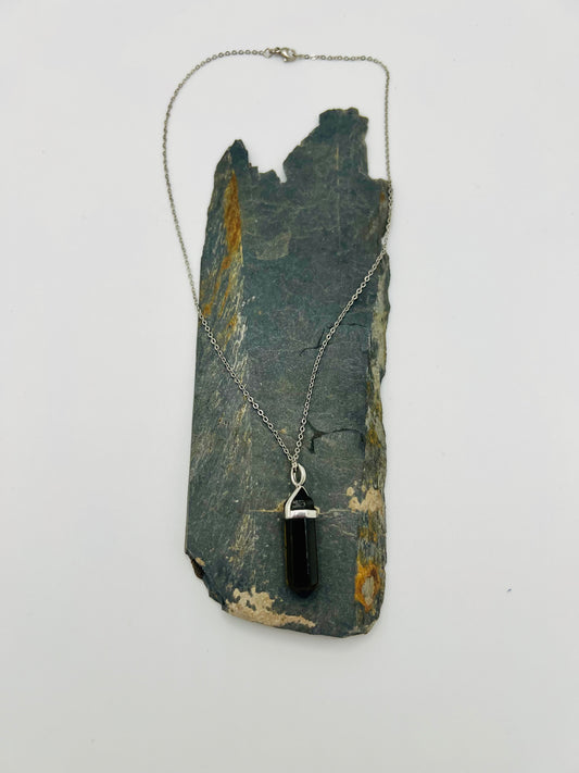 Smokey Quartz Crystal Point Pendant Necklace