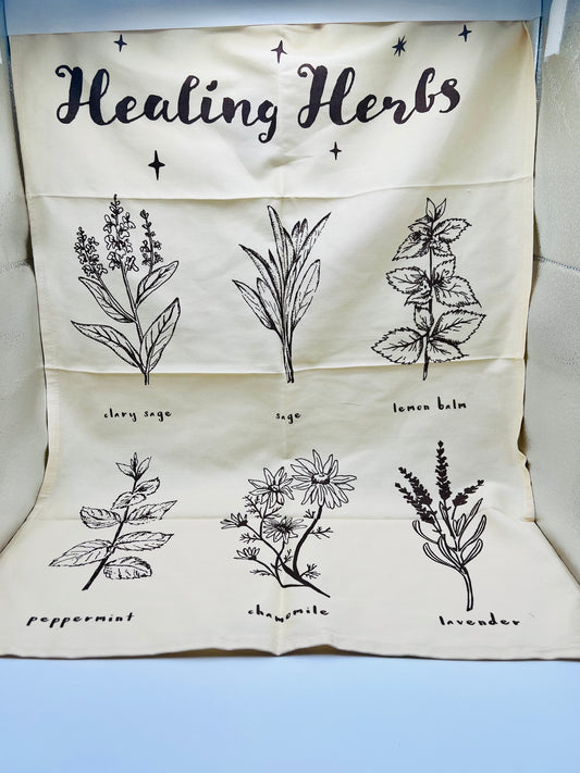 Healing Herbs tea towel