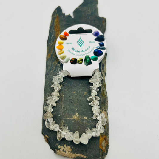 Sense Aroma Clear Quartz Crystal Chip Bracelet