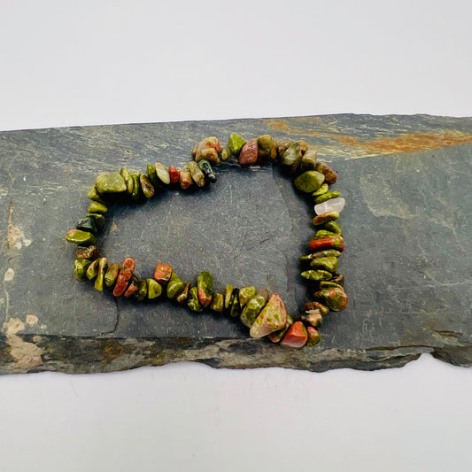 Unakite Crystal Chip Bracelet
