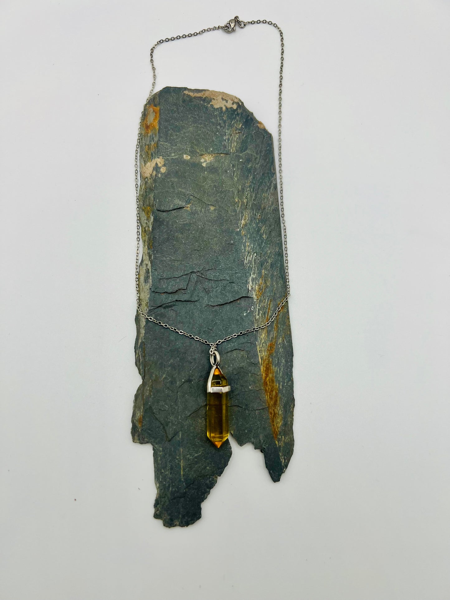 Citrine Crystal Point Pendant Necklace