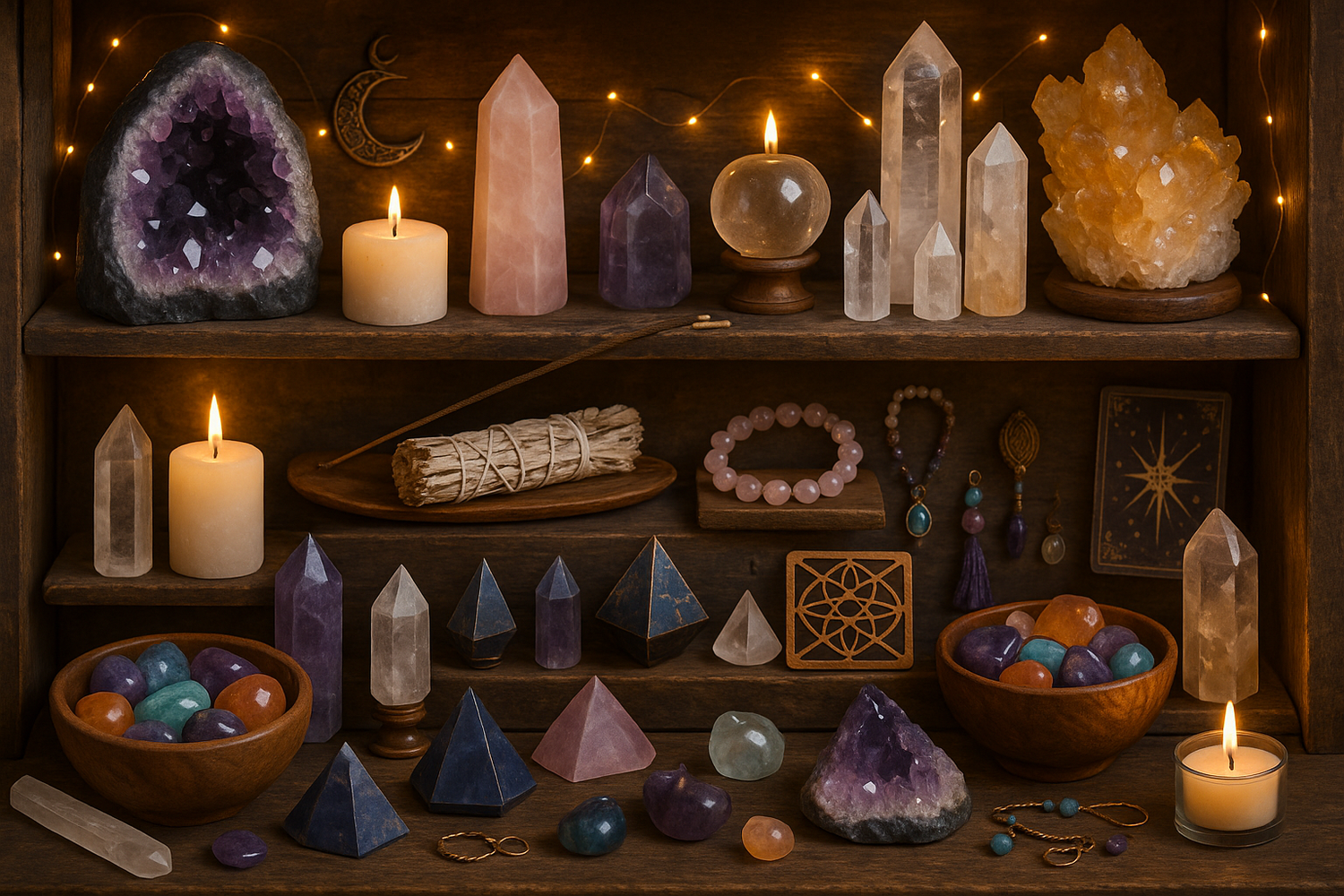 items you would find in a crystal shop emporium