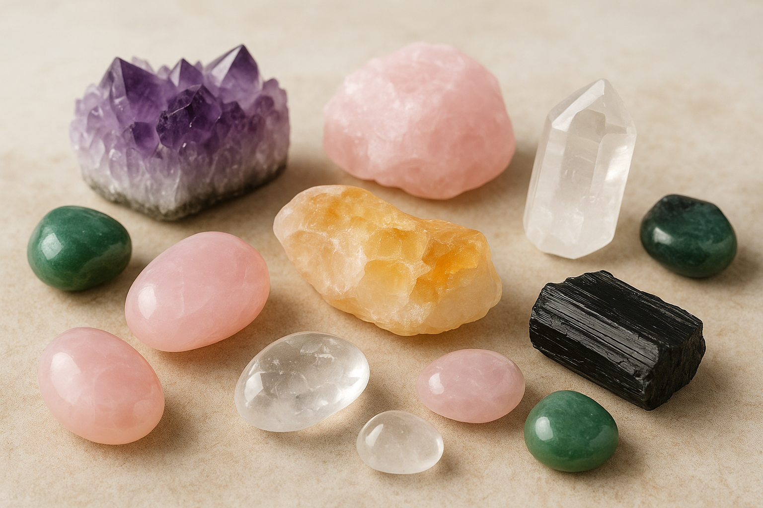 selection of healing crystals