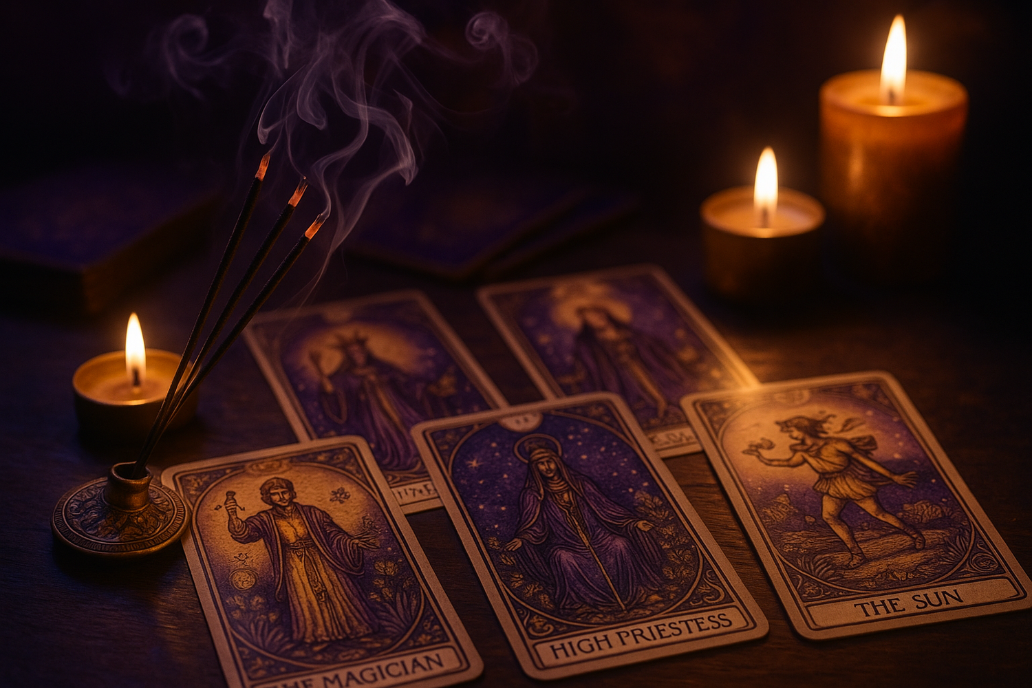 tarot cards and incense 